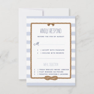 Tarjeta De Confirmación De Asistencia Evento de Acuarela Azul Náutico y Blanco para Boda