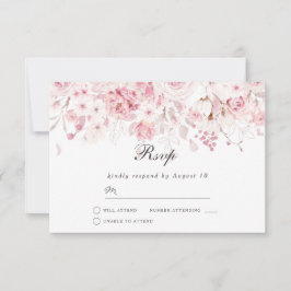 Tarjeta De Confirmación De Asistencia Evento de Boda de color de agua floral rosa de Rub