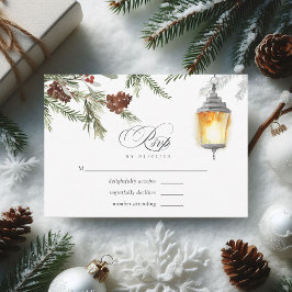 Tarjeta De Confirmación De Asistencia Evergreen - Boda de Navidades de Wintertide Woodla