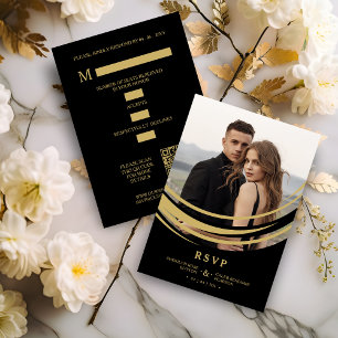 Tarjeta De Confirmación De Asistencia Exquisite Modern Golden Abstract Geometric Shape