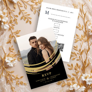 Tarjeta De Confirmación De Asistencia Exquisite Stylish Golden Abstract Geometric Shape