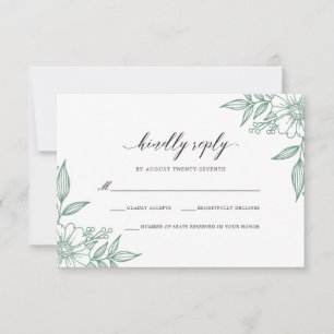Tarjeta De Confirmación De Asistencia Fácil Boda floral delgado