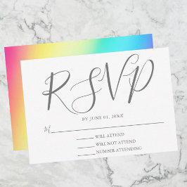 Tarjeta De Confirmación De Asistencia Fade arcoiris Simple Moda Tipografía Boda gay