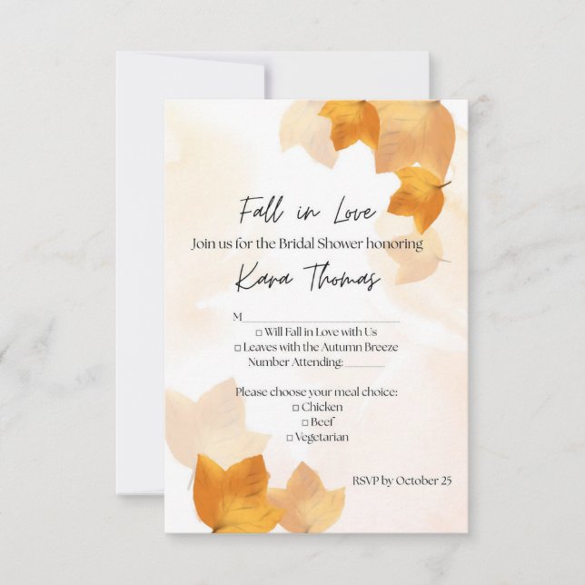 Tarjeta De Confirmación De Asistencia Fall in Love Response Card (Anverso)