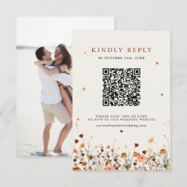 Tarjeta De Confirmación De Asistencia Fall Wildflower Garden Floral Boho Moda boda