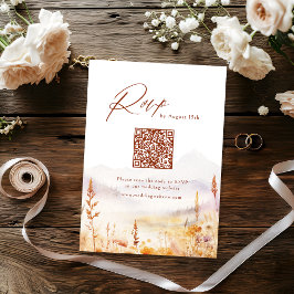 Tarjeta De Confirmación De Asistencia Fall Wildflower Mountain Rustic Wedding QR code