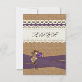 Tarjeta De Confirmación De Asistencia FalUX burlap y lace morada country