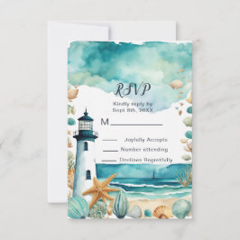 Tarjeta De Confirmación De Asistencia Faro Náutico Dulce Dieciséis Cumpleaños