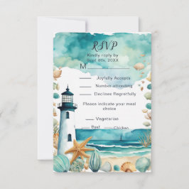 Tarjeta De Confirmación De Asistencia Faro Náutico Dulce Dieciséis Cumpleaños