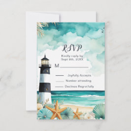 Tarjeta De Confirmación De Asistencia Faro Náutico Dulce Dieciséis Cumpleaños