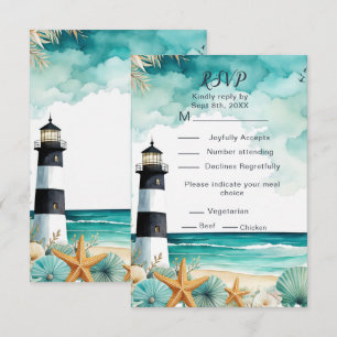 Tarjeta De Confirmación De Asistencia Faro Náutico Dulce Dieciséis Cumpleaños