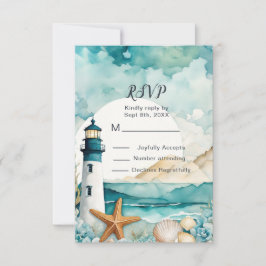 Tarjeta De Confirmación De Asistencia Faro Náutico Dulce Dieciséis Cumpleaños