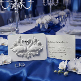 Tarjeta De Confirmación De Asistencia Faux Embossed Plaster Swans Heart Relief