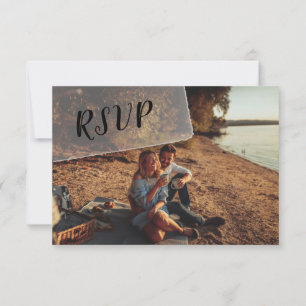 Tarjeta De Confirmación De Asistencia Faux Vellum Foto Overlay Custom Wedding