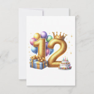 Tarjeta De Confirmación De Asistencia Feliz cumpleaños dorado 12