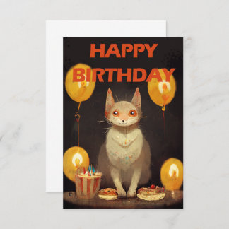 Tarjeta De Confirmación De Asistencia ¡Feliz cumpleaños! - fiesta del gato