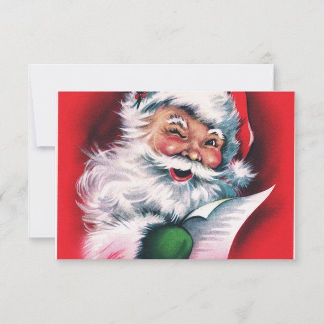 Tarjeta De Confirmación De Asistencia Feliz Navidad, cosecha, retro, Santa Claus, feliz (Anverso)