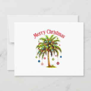 Tarjeta De Confirmación De Asistencia Feliz Navidad Palm Tree Light Tropical Hawaiano