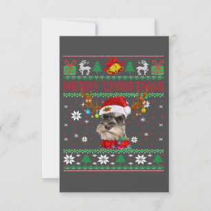 Tarjeta De Confirmación De Asistencia Feliz Navidad Perro feo Schnauzer Santa Hat