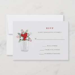 Tarjeta De Confirmación De Asistencia Festividad suave gris de invierno Mason Jar Weddin