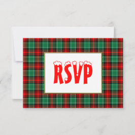 Tarjeta De Confirmación De Asistencia Festividad Verde Roja Plaid Personalizado Holiday 