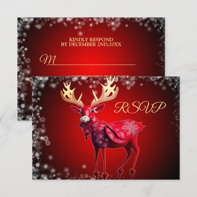 Tarjeta De Confirmación De Asistencia Festividades de invierno de los navidades Fiesta R (Anverso / Reverso)