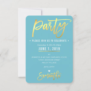 Tarjeta De Confirmación De Asistencia FIESTA CARD lindo patrón de círculo dorado azul tu