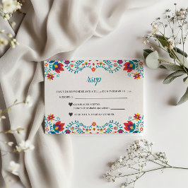 Tarjeta De Confirmación De Asistencia Fiesta Colorful Botanical Floral Spanish Wedding