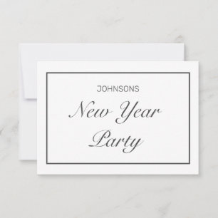 Tarjeta De Confirmación De Asistencia Fiesta de Año Nuevo blanco Minimalista moderno neg