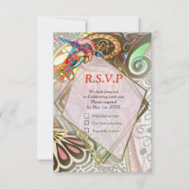 Tarjeta De Confirmación De Asistencia Fiesta de artistas alegre creación de garabatos