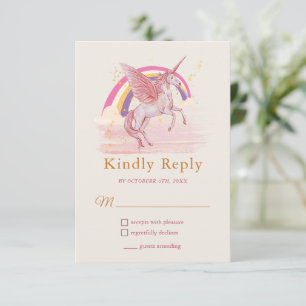 Tarjeta De Confirmación De Asistencia Fiesta de Baby Shower del Unicornio Mágico