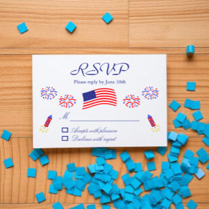 Tarjeta De Confirmación De Asistencia Fiesta de Baby Shower Patriótica de Petardo