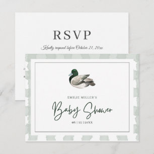 Tarjeta De Confirmación De Asistencia Fiesta de Bebé Pato Silvestre Neutro Verde