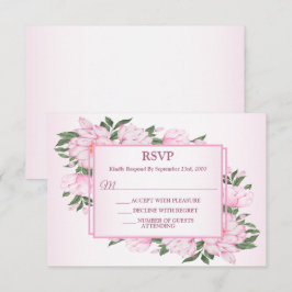 Tarjeta De Confirmación De Asistencia Fiesta de Boda Elegante Hojas Verdes Florales Rosa