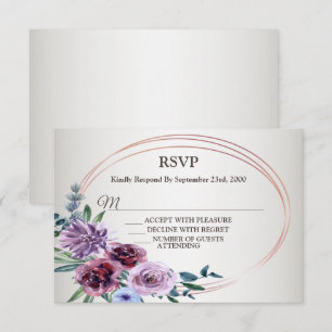 Tarjeta De Confirmación De Asistencia Fiesta de Boda Geométrica Floral Acuarela Rosa Roj