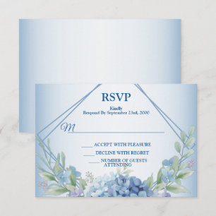 Tarjeta De Confirmación De Asistencia Fiesta de Boda Vintage Polvorienta Floral Azul Her
