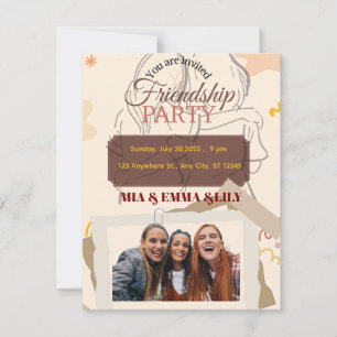 Tarjeta De Confirmación De Asistencia Fiesta de Celebración de Amistad Elegante con Foto