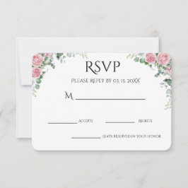 Tarjeta De Confirmación De Asistencia Fiesta de compromiso floral acuarela rosa
