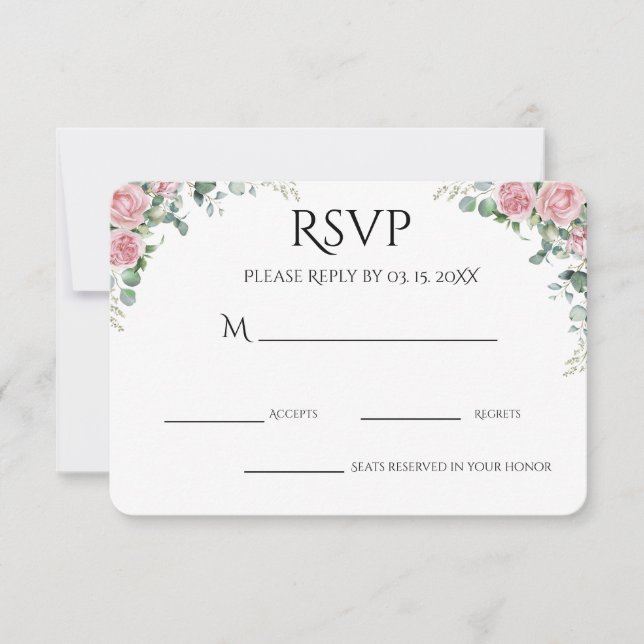 Tarjeta De Confirmación De Asistencia Fiesta de compromiso floral acuarela rosa (Anverso)