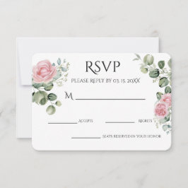 Tarjeta De Confirmación De Asistencia Fiesta de compromiso floral acuarela rosa