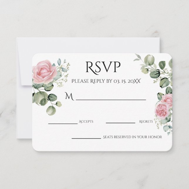 Tarjeta De Confirmación De Asistencia Fiesta de compromiso floral acuarela rosa (Anverso)