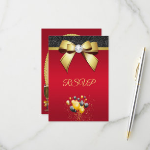 Tarjeta De Confirmación De Asistencia Fiesta de Cumpleaños con Elegancia Romántica y Gla