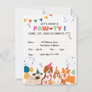 Tarjeta De Confirmación De Asistencia Fiesta de cumpleaños de perro pimienta invitacione