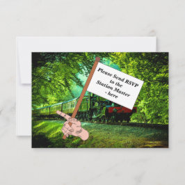 Tarjeta De Confirmación De Asistencia Fiesta de cumpleaños del hombre del tren de vapor