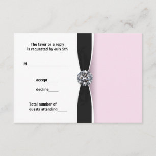 Tarjeta De Confirmación De Asistencia Fiesta de cumpleaños negra rosada del dulce 16