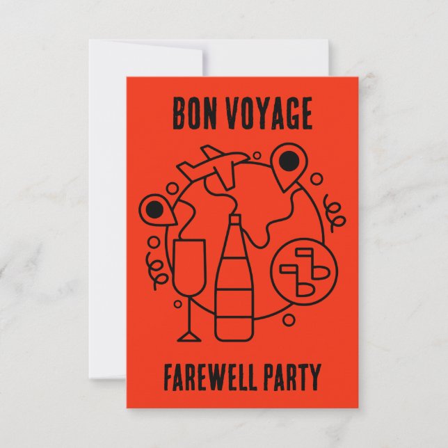 Tarjeta De Confirmación De Asistencia Fiesta de Farewell Bon Voyage (Anverso)