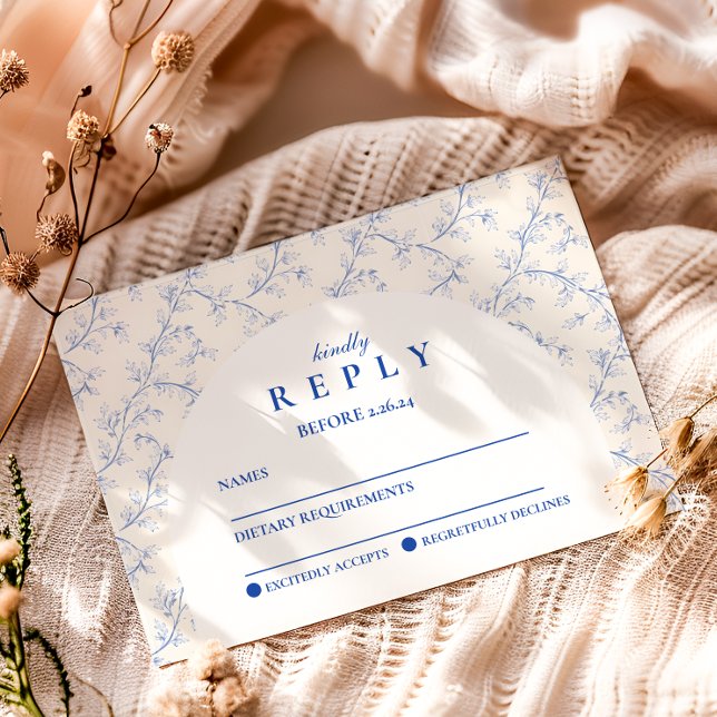 Tarjeta De Confirmación De Asistencia Fiesta de Graduación Azul Porcelana Clásico (Subido por el creador)