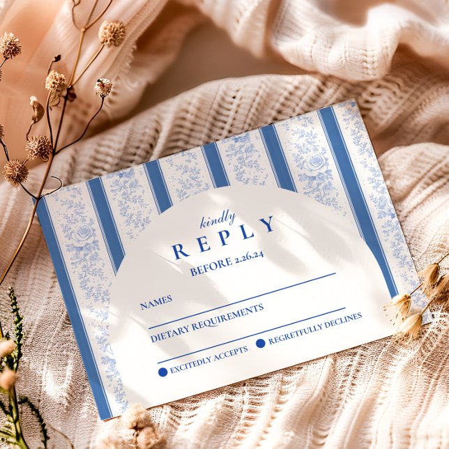 Tarjeta De Confirmación De Asistencia Fiesta de Graduación Clásica de Toile Azul (Subido por el creador)