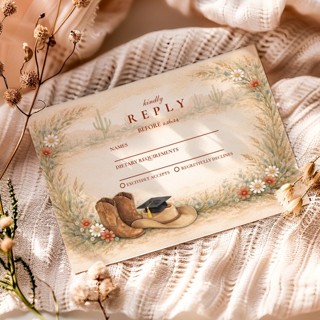 Tarjeta De Confirmación De Asistencia Fiesta de Graduación de Vaquera Boho (Subido por el creador)