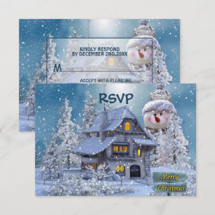 Tarjeta De Confirmación De Asistencia Fiesta de Navidad Invierno Blanco Muñeco de Nieve